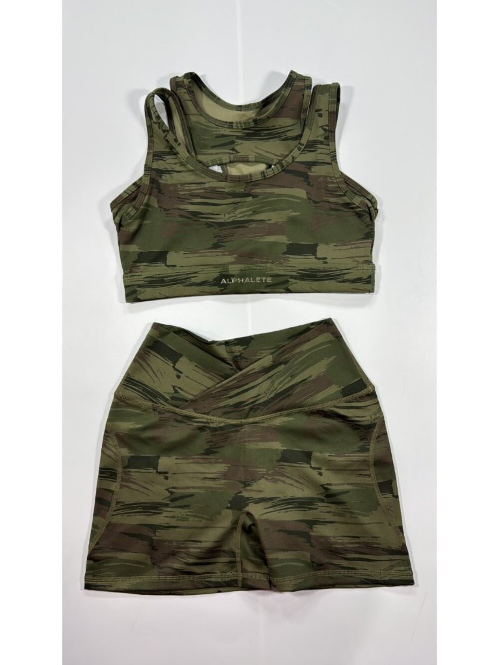 Alphalete Two-Piece Tracksuit Women's S Green Camouflage Polyester Performance